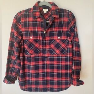 J Crew plaid flannel quarter zip shirt / jacket